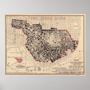 Map of the 1906 San Francisco Fire Poster