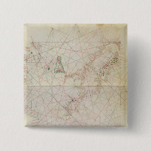 Map of the Adriatic Sea 15 Cm Square Badge