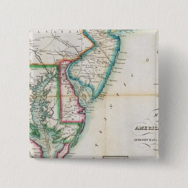 Map of the American Coast 15 Cm Square Badge (Front)