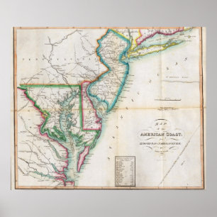 Map of the American Coast Poster