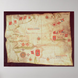 Map of the Atlantic Ocean, c.1550 Poster