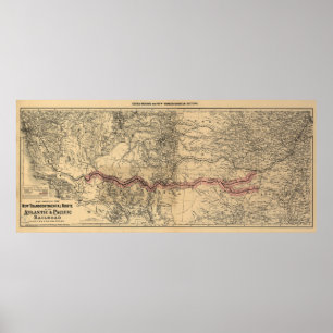 Map of The Atlantic & Pacific Railroad, 1883 Poster