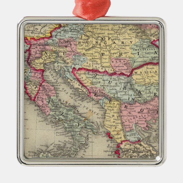 Map Of The Austrian Empire Metal Ornament (Front)