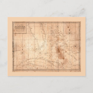 Map of the Bahama Banks and Islands (1817) Postcard