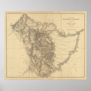 Map of the Black Hills of Dakota Poster