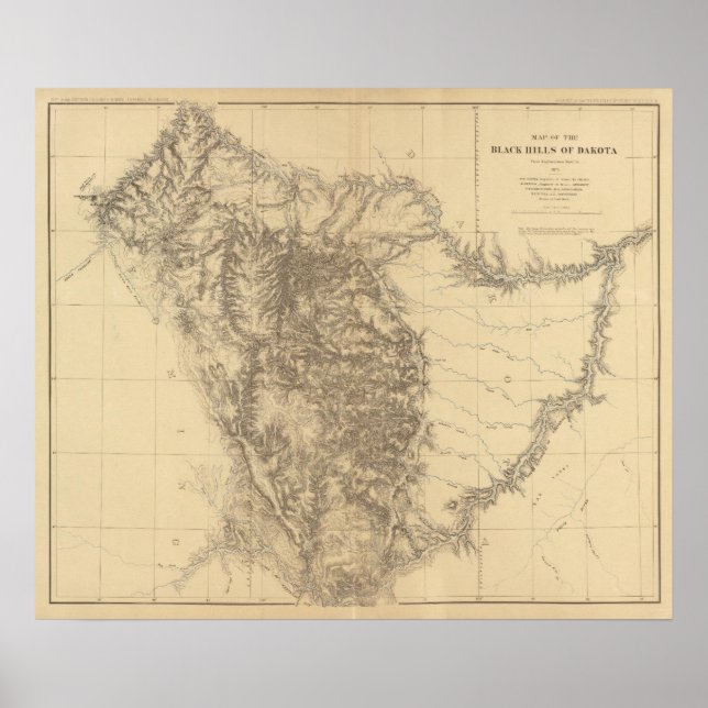 Map of the Black Hills of Dakota Poster (Front)