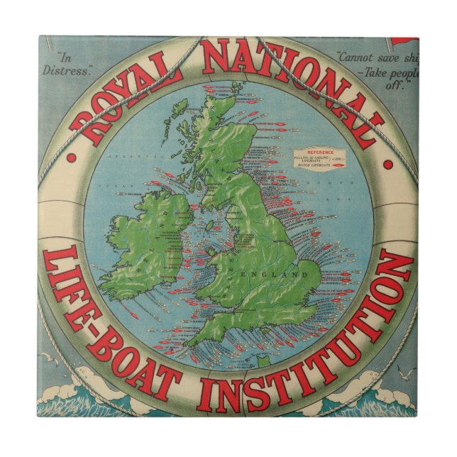 Map of the British Isles - Life-Boat Chart Ceramic Tile (Front)