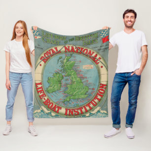 Map of the British Isles - Life-Boat Chart Fleece Blanket