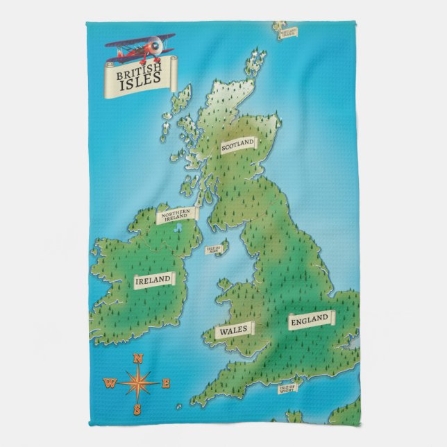 Map of the British Isles Tea Towel (Vertical)