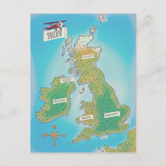 Map of the British Isles (vintage version) Postcard (Front)