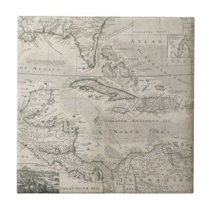 Map of the Caribbean 1715 Ceramic Tile