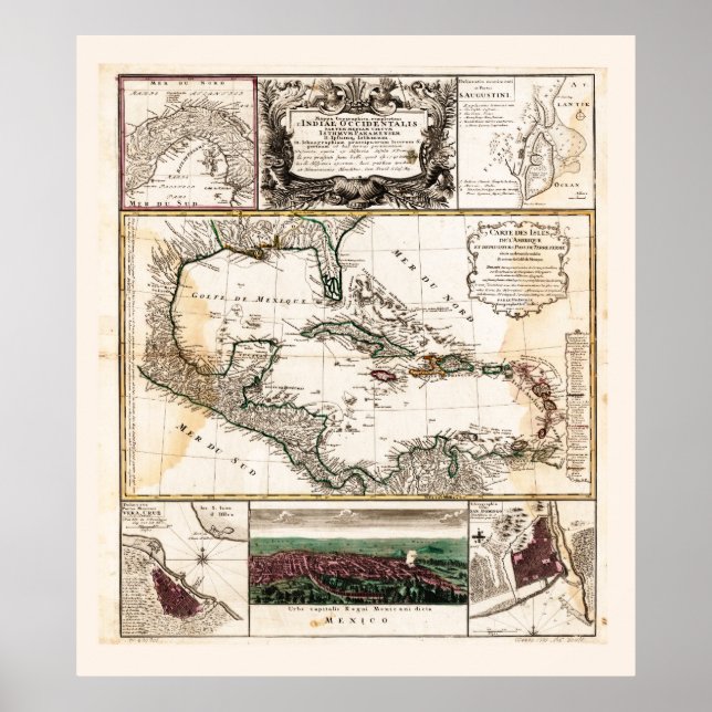 Map of the Caribbean, 1781 Poster (Front)