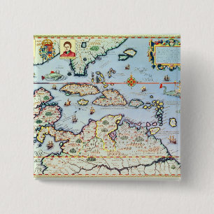 Map of the Caribbean islands 15 Cm Square Badge