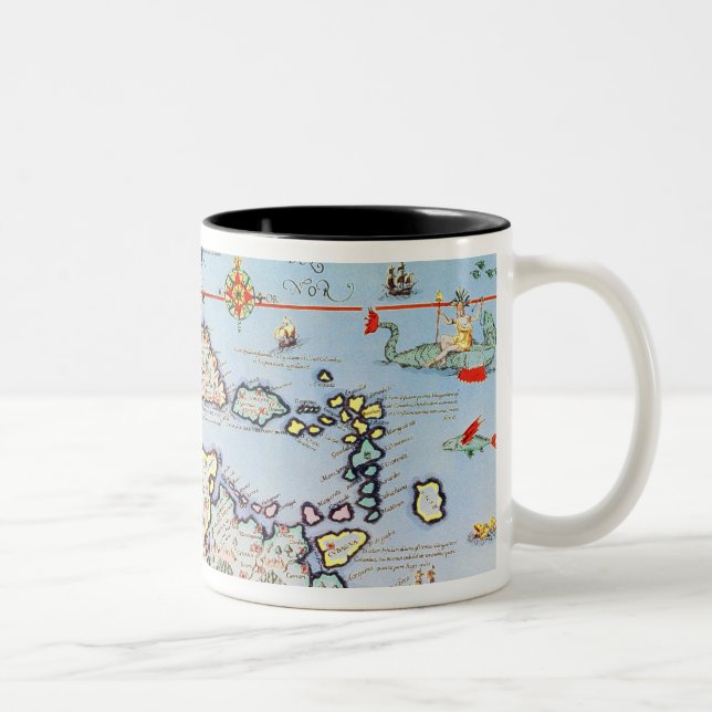 Map of the Caribbean islands Two-Tone Coffee Mug (Right)
