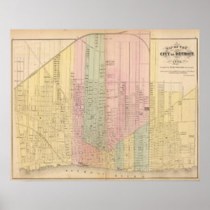 Map of the City of Detroit Poster