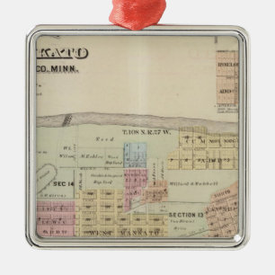 Map of the City of Mankato, Minnesota Metal Tree Decoration