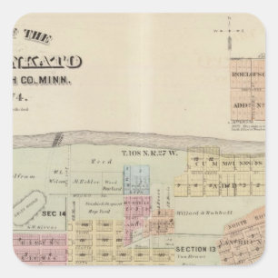 Map of the City of Mankato, Minnesota Square Sticker