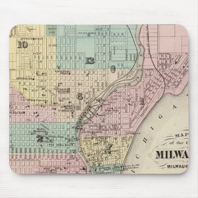 Map of the City of Milwaukee, Milwaukee Co Mouse Pad (Front)
