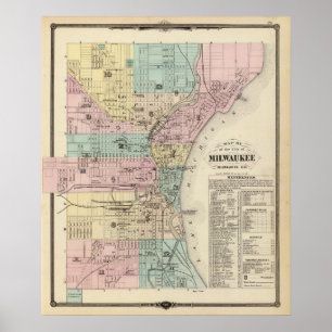 Map of the City of Milwaukee, Milwaukee Co Poster