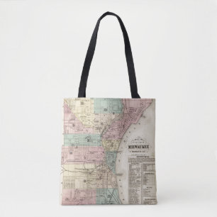 Map of the City of Milwaukee, Milwaukee Co Tote Bag