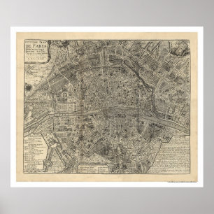 Map of the City of Paris by Nicolas de Fer 1700 Poster