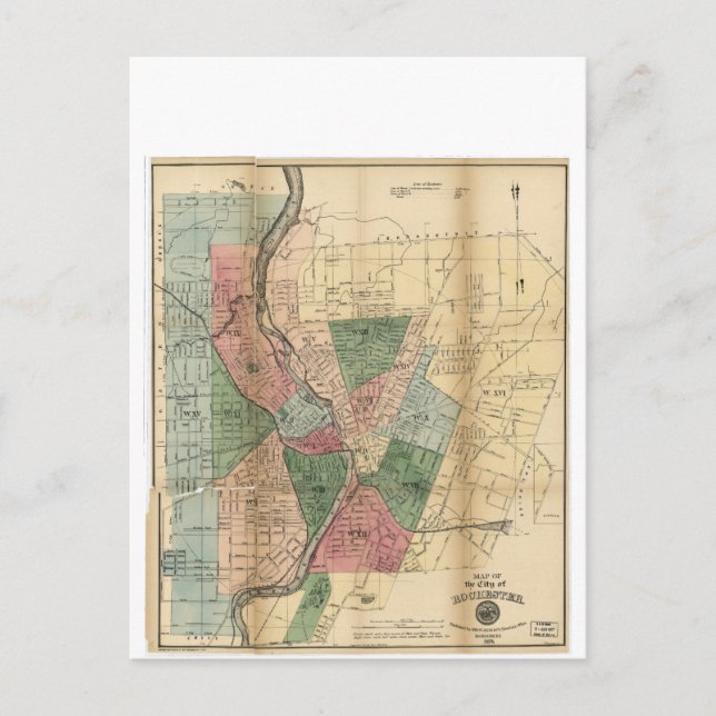 Map of the City of Rochester New York (1879) Postcard (Front)