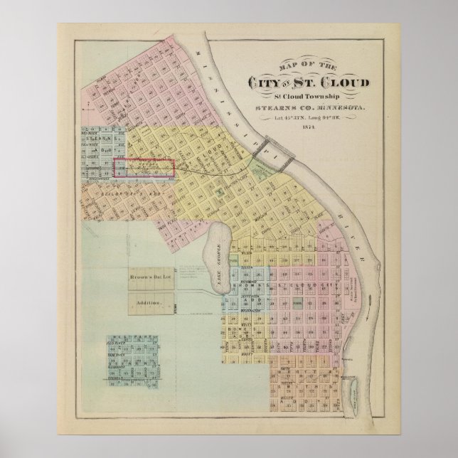 Map of the City of St. Cloud, Minnesota Poster (Front)
