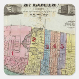 Map of The City of St. Louis Square Sticker