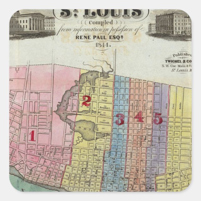 Map of The City of St. Louis Square Sticker (Front)
