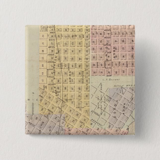 Map of the City of St. Peter, Minnesota 15 Cm Square Badge (Front)