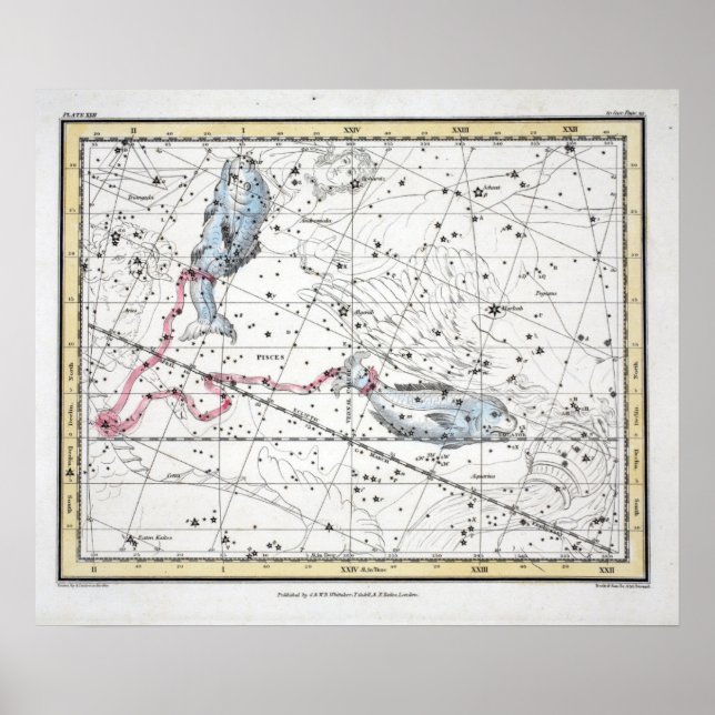 Map of The Constellations Plate XXII Poster (Front)