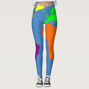 Map of the Continents in bright colours Leggings
