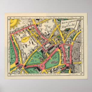 Map of the Coronation Route, London, England Poster