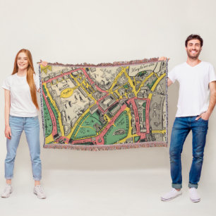 Map of the Coronation Route, London, England Throw Blanket