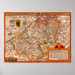 Map of the county of Flanders (1609) Poster