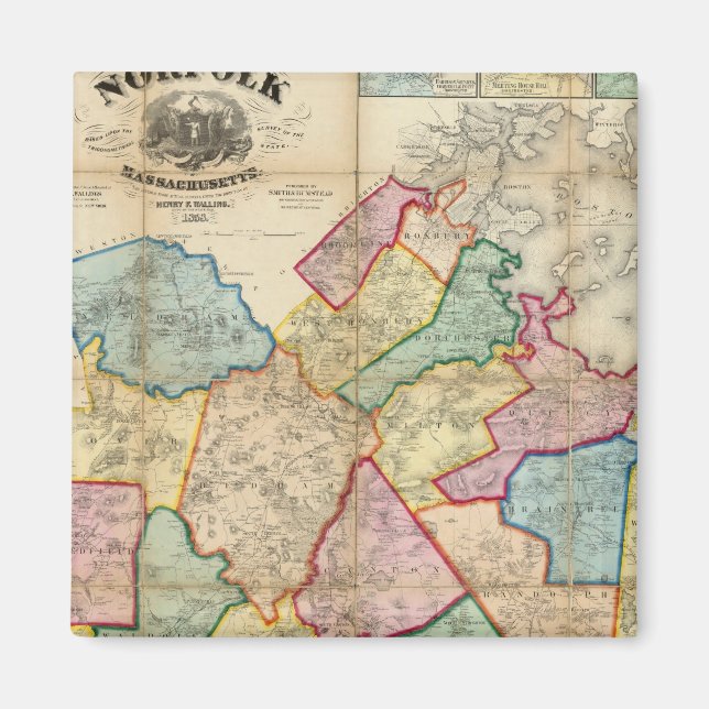 Map of the County of Norfolk, Massachusetts Magnet (Front)