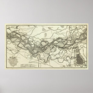 Map of the Course of the Rhine Poster
