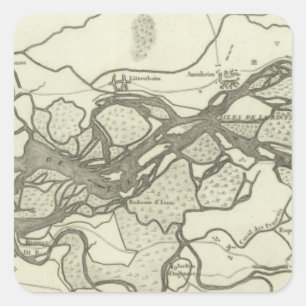 Map of the Course of the Rhine Square Sticker