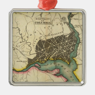 Map Of The District Of Columbia Metal Ornament