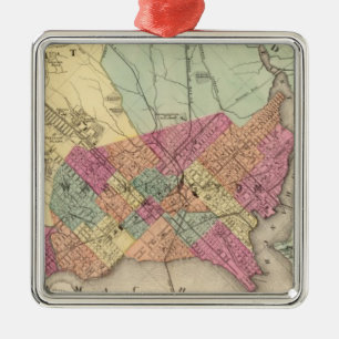 Map of the District of Columbia, Washington Metal Ornament