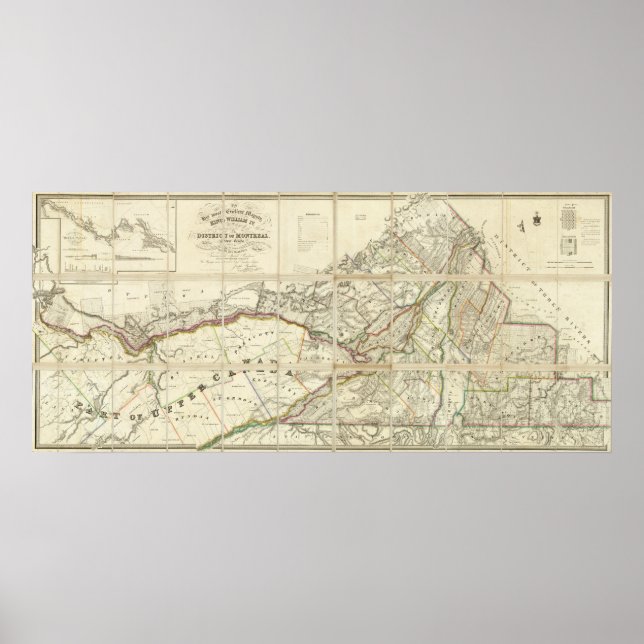 Map of the District of Montreal, Lower Canada Poster (Front)