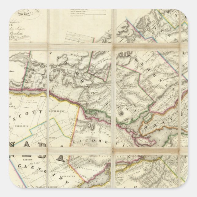 Map of the District of Montreal, Lower Canada Square Sticker (Front)