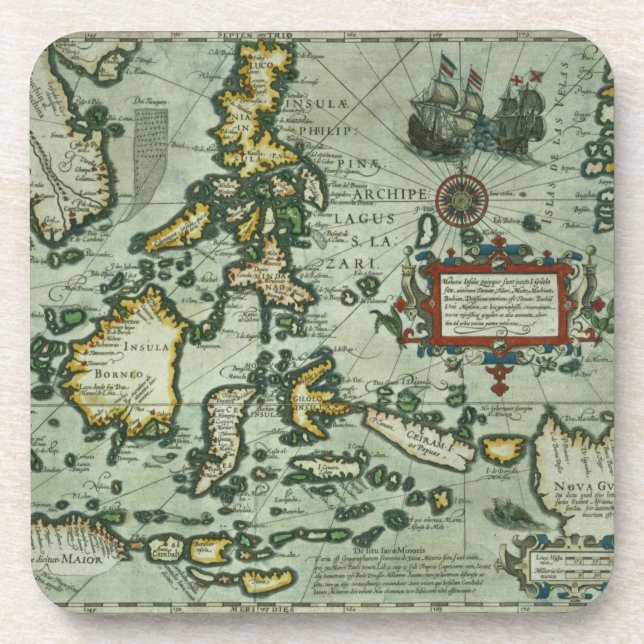 Map of the East Indies, pub. 1635 in Amsterdam (ha Coaster (Front)