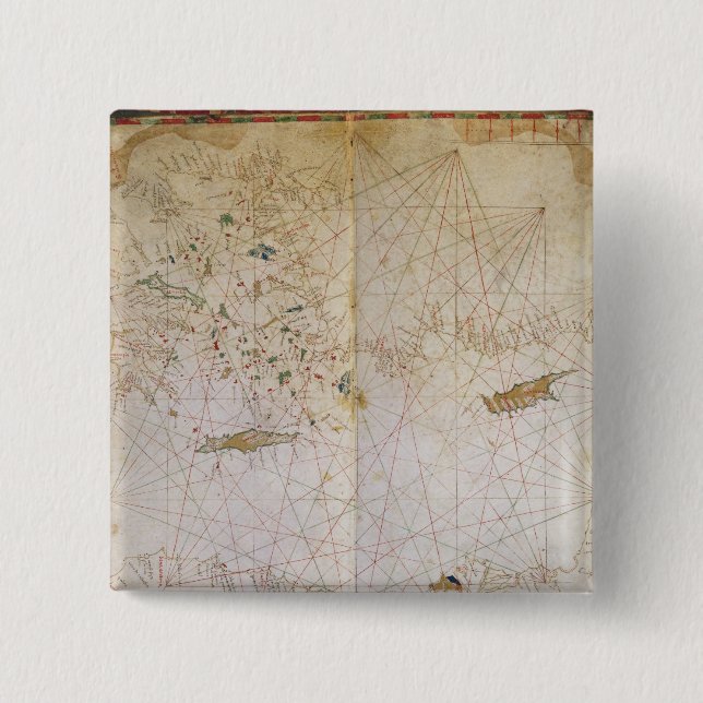 Map of the Eastern Mediterranean 15 Cm Square Badge (Front)