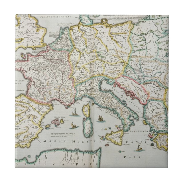 Map of the Empire of Charlemagne Ceramic Tile (Front)