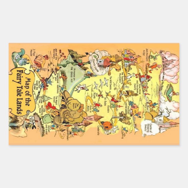 Map of the Fairy Tale Lands Rectangular Sticker (Front)