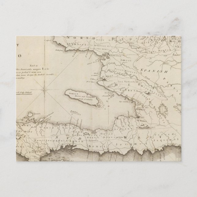 Map Of the French Part Of St Domingo Postcard (Front)