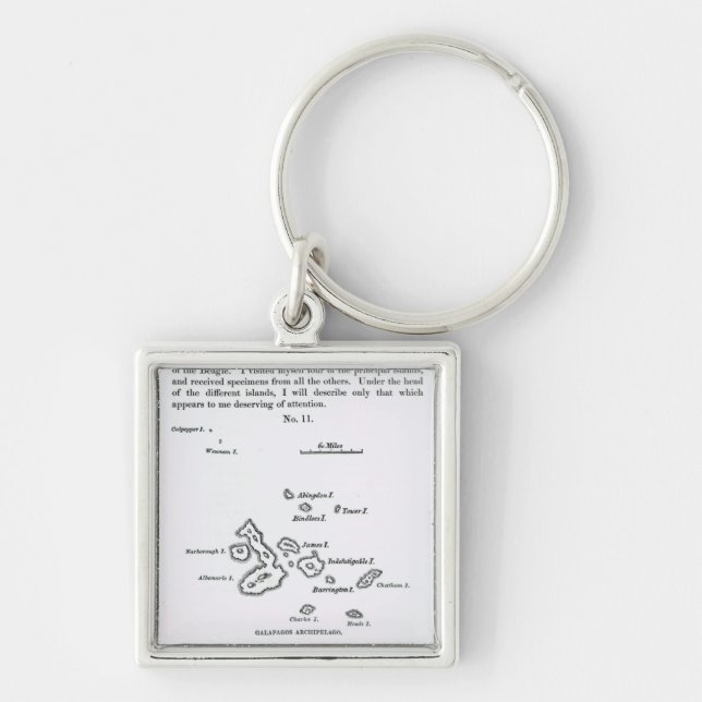 Map of the Galapagos Archipelago, 1844 Key Ring (Front)