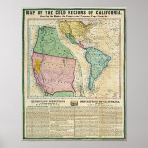 Map of the Gold Regions of California Poster