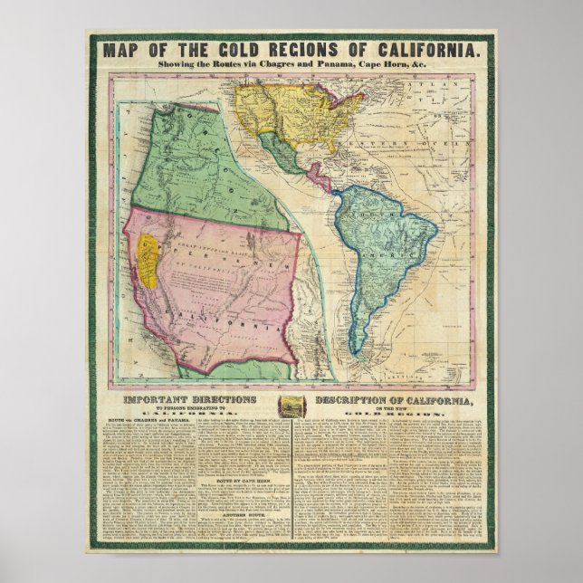 Map of the Gold Regions of California Poster (Front)